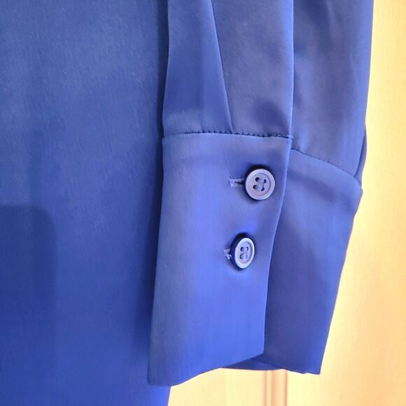 & Other Stories Satin Dress Twist Front Mini Bright Blue NEW 12 Large - Picture 8 of 10